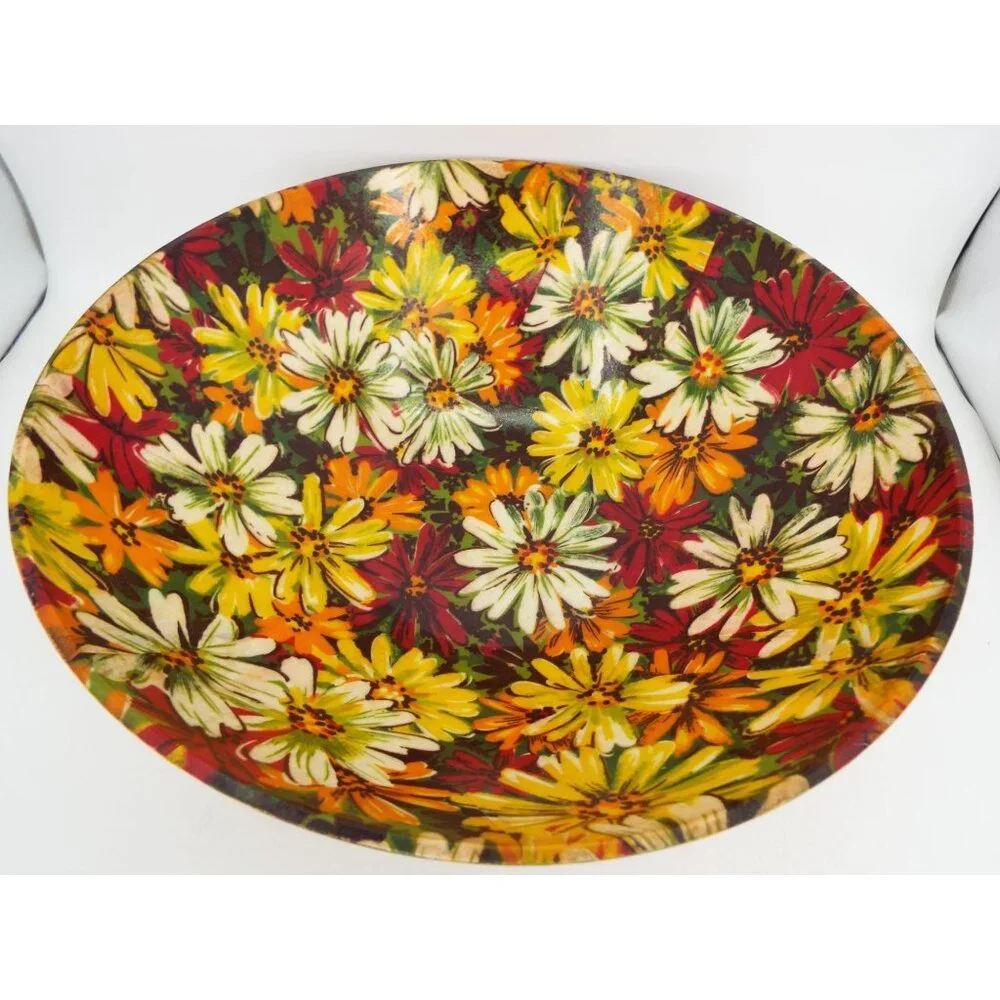 Vintage MCM Multicolor Floral Fiberglass 14